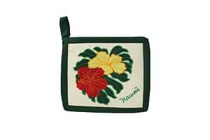 Quilted Potholders Single – Red Hibiscus