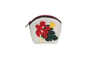 Quilted Coin Pouch – Cream/Green