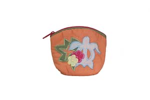 Quilted Coin Pouch – Coral/Green