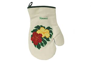 Quilted Oven Mitt Single – Red Hibiscus