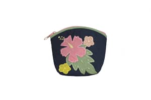 Quilted Coin Pouch – Navy/Green