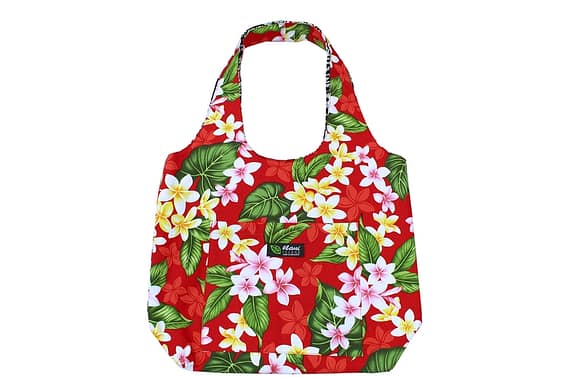 Reversible Hobo Bag – New Plumeria Red – Hawaii Fabric Mart