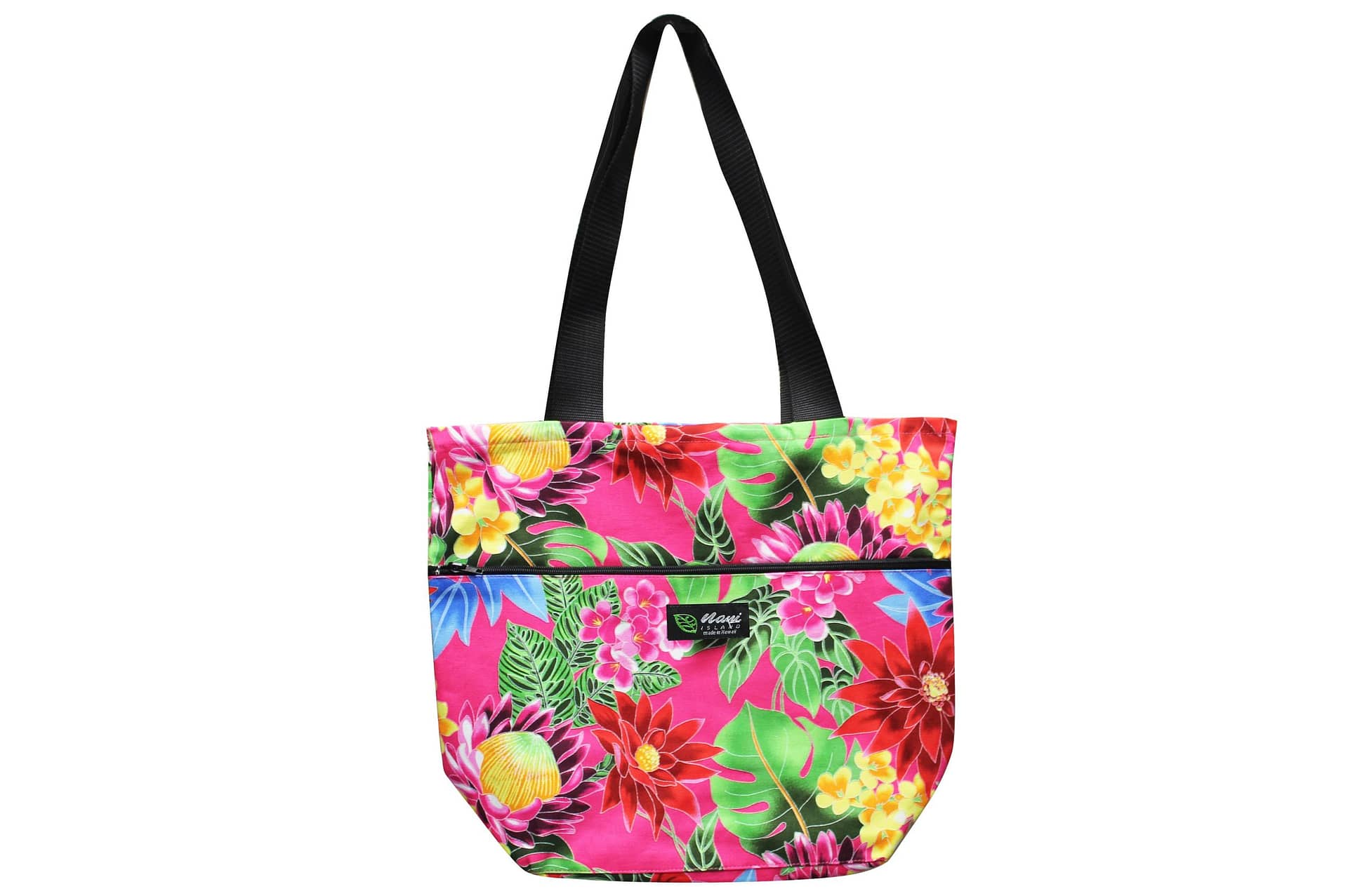 Pink tote bag with zipper sales